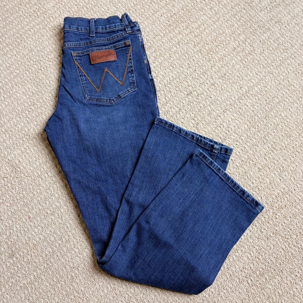 Wrangler Retro Relaxed Bootcut Jeans Mens 32x32 (32x30) Dark Wash Denim